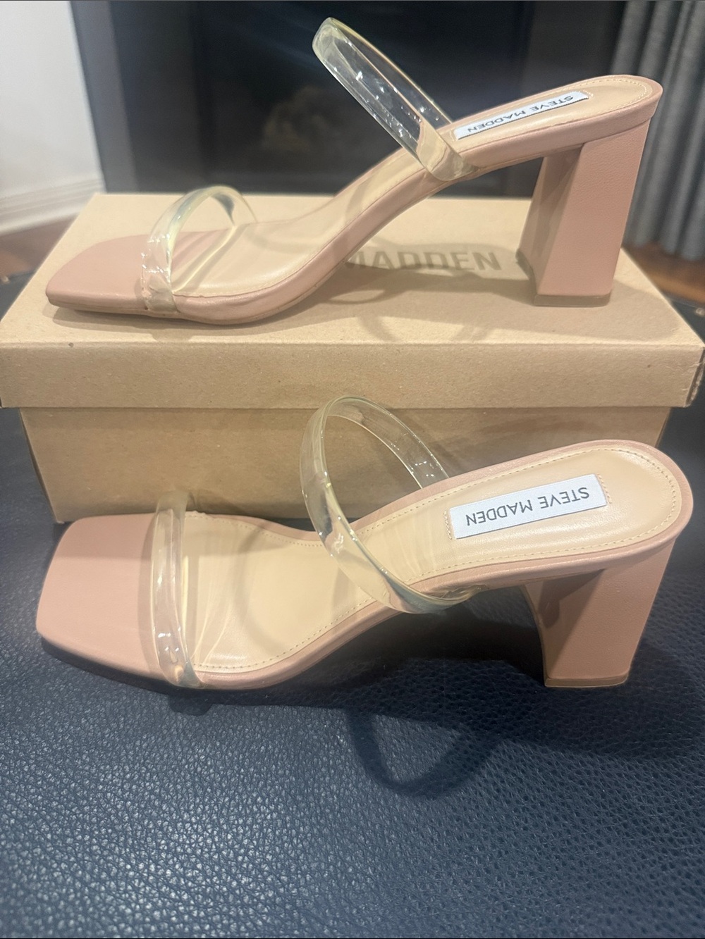 Steve Madden Clear-Strap Square Toe Sandals - Picture 2 of 4